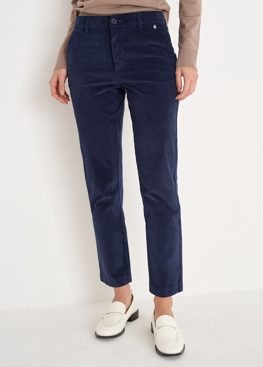Pantalone Alicez in velluto di cotone BIANCO BURROBLUE OLTREMARE  Donna , immagine n. 2