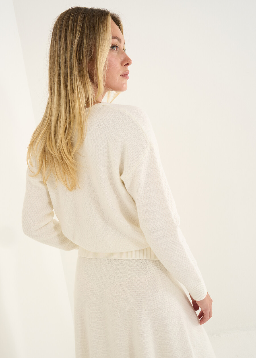Maglia Moyra incrociata a punto riso BEIGE LATTE Donna , immagine n. 4