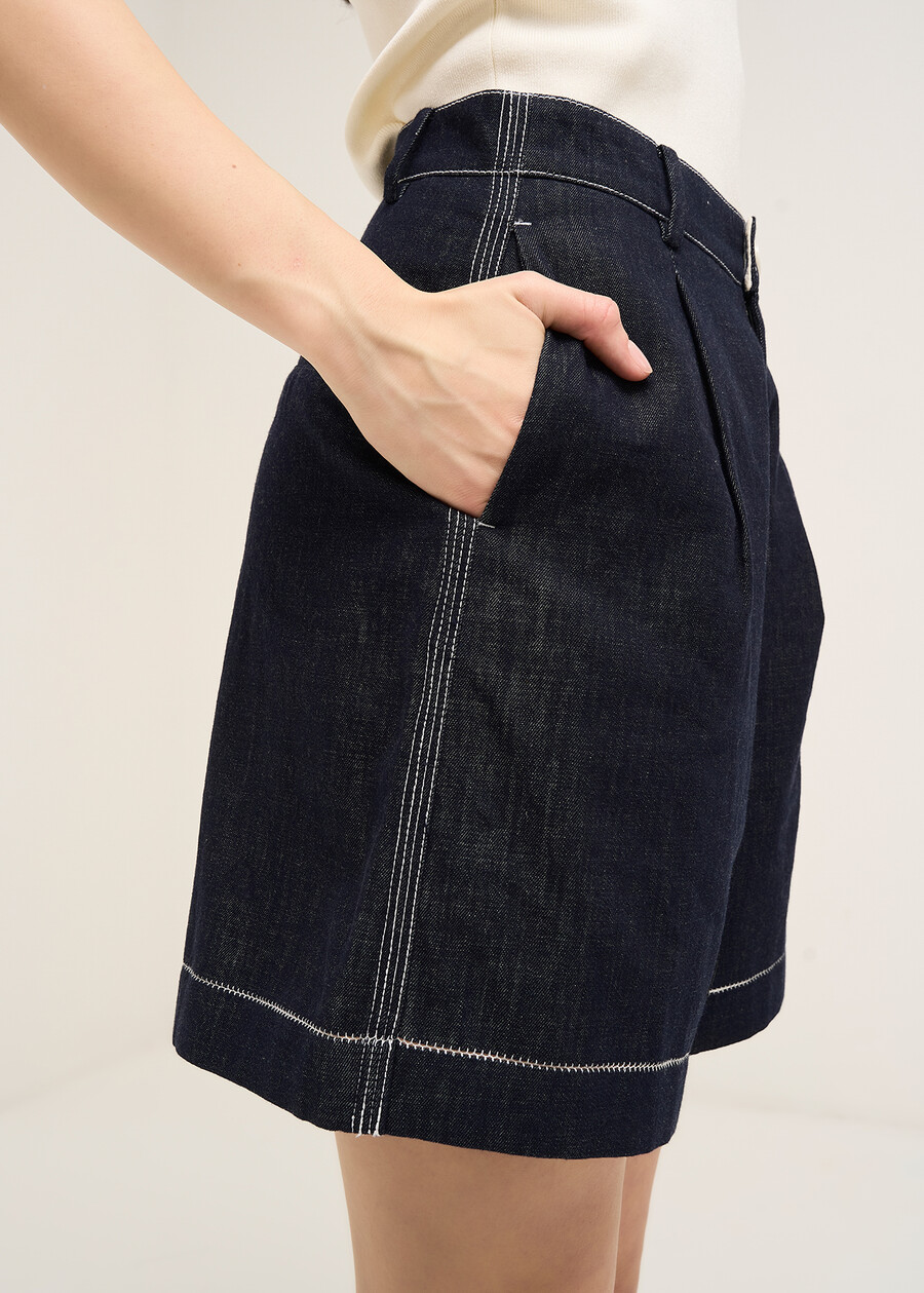 Bermuda Birond in denim leggero DENIM DARK DENIMBIANCO WHITE Donna , immagine n. 3