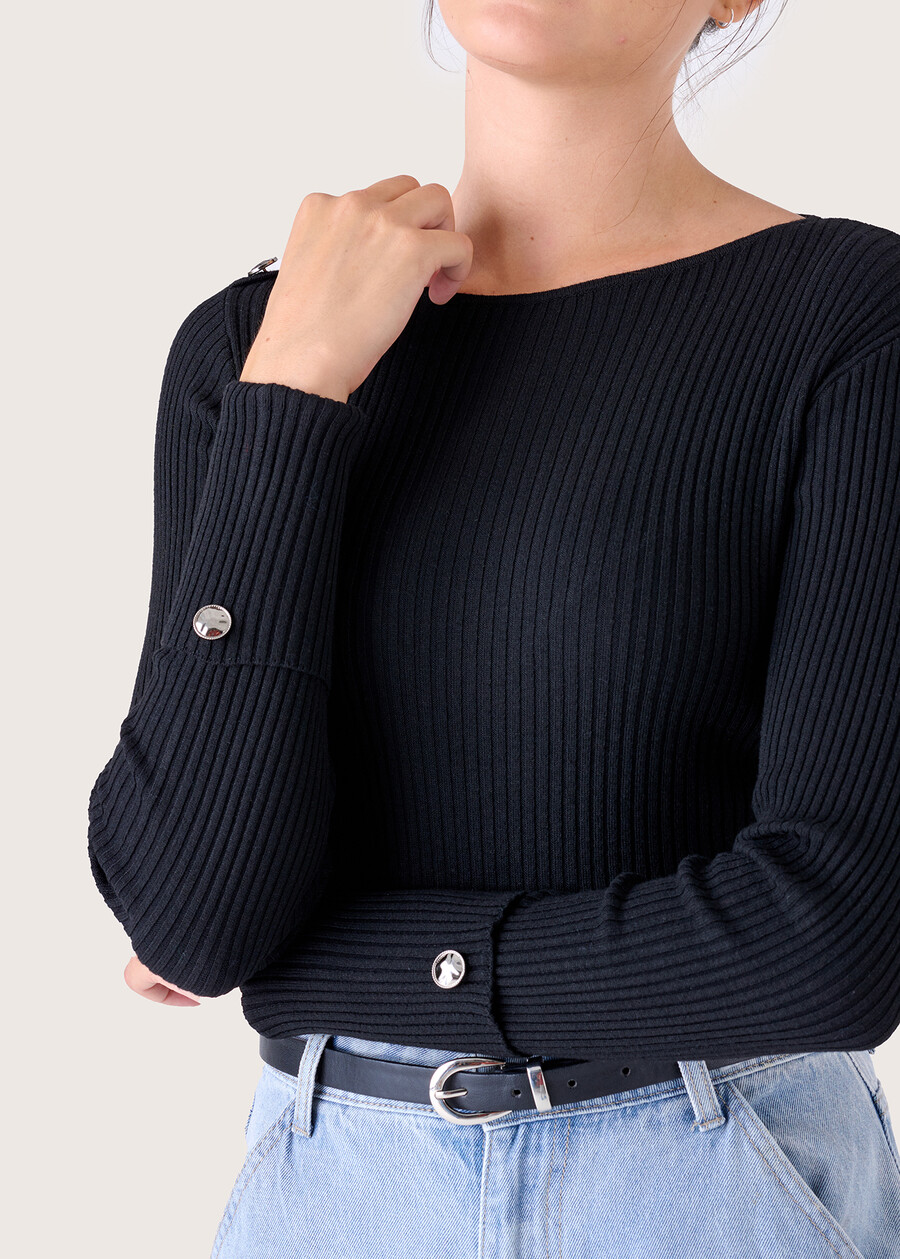 Maglia aderente Milva NERO BLACK Donna , immagine n. 2