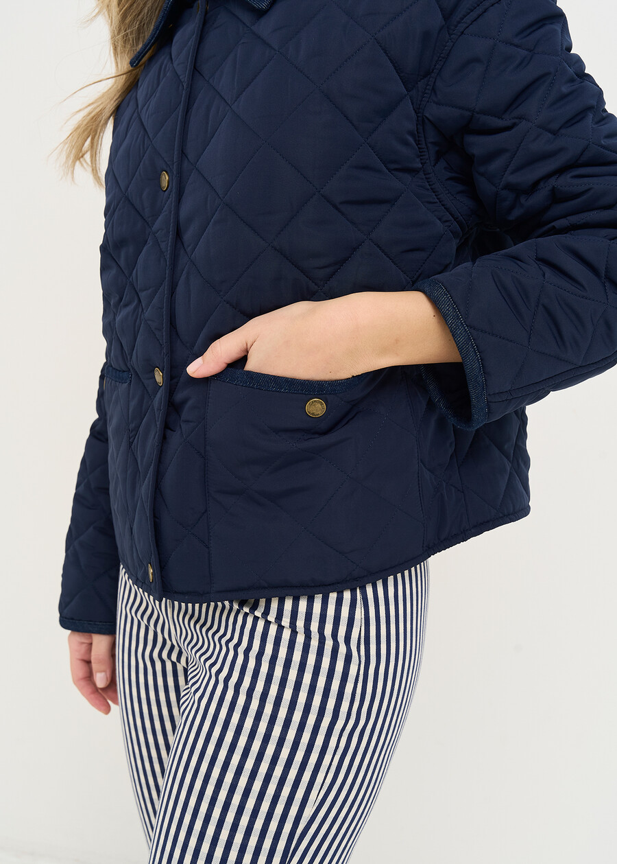 Glossy quilted jacket with denim details BLU Woman , image number 3