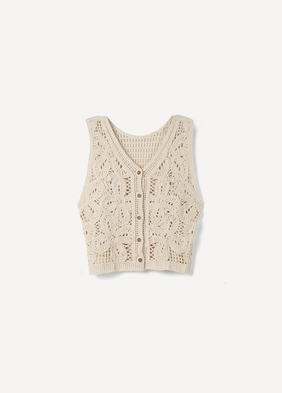 Gilet Gemm In Crochet BEIGE LATTE Donna , immagine n. 4