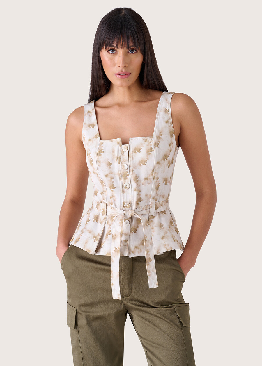 Ted squared neckline top BEIGE SAFARI Woman , image number 1