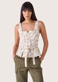 Ted squared neckline top BEIGE SAFARI Woman image number 1