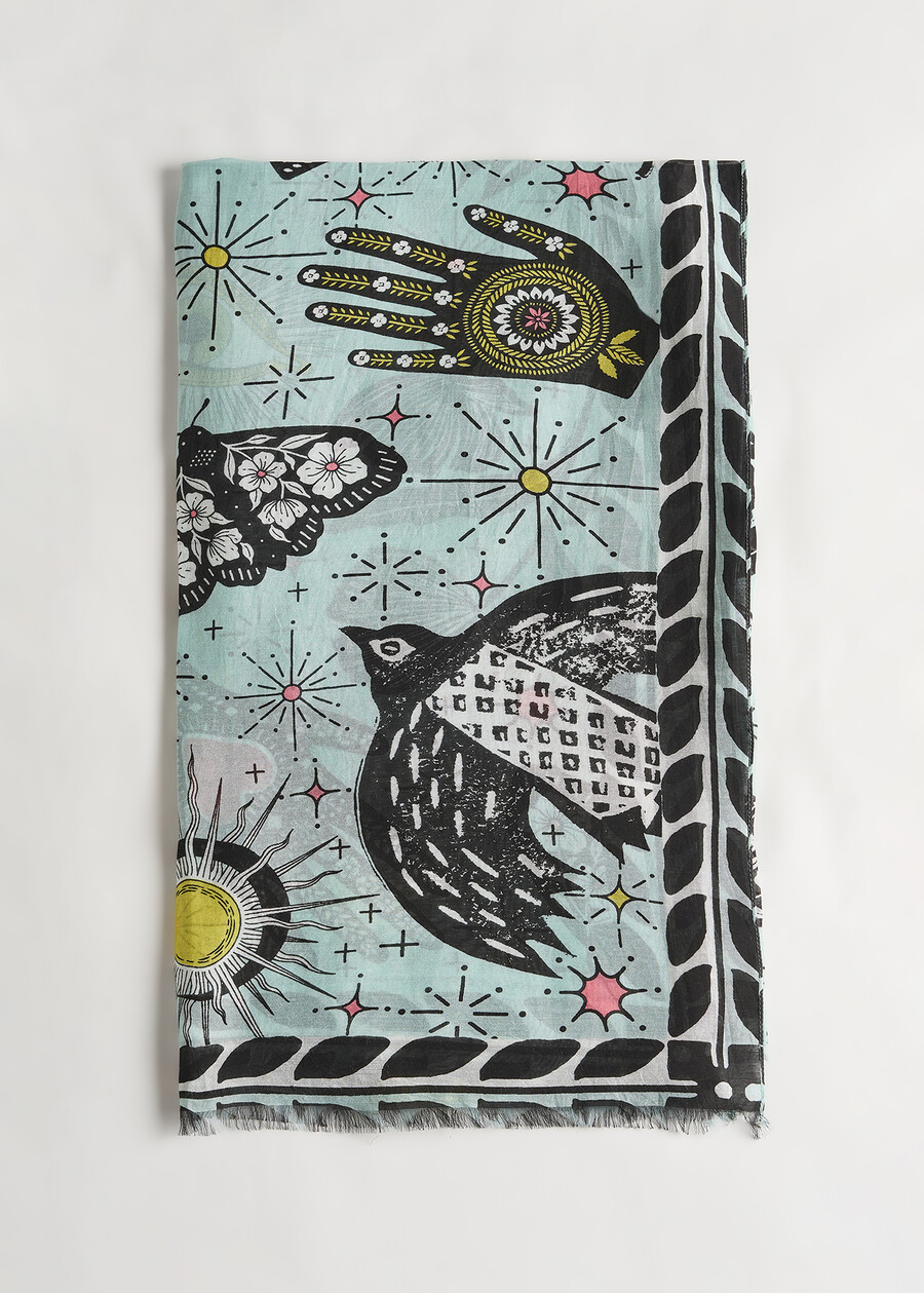 Sciarpa Solange con stampa Tarocchi VERDE Donna , immagine n. 1