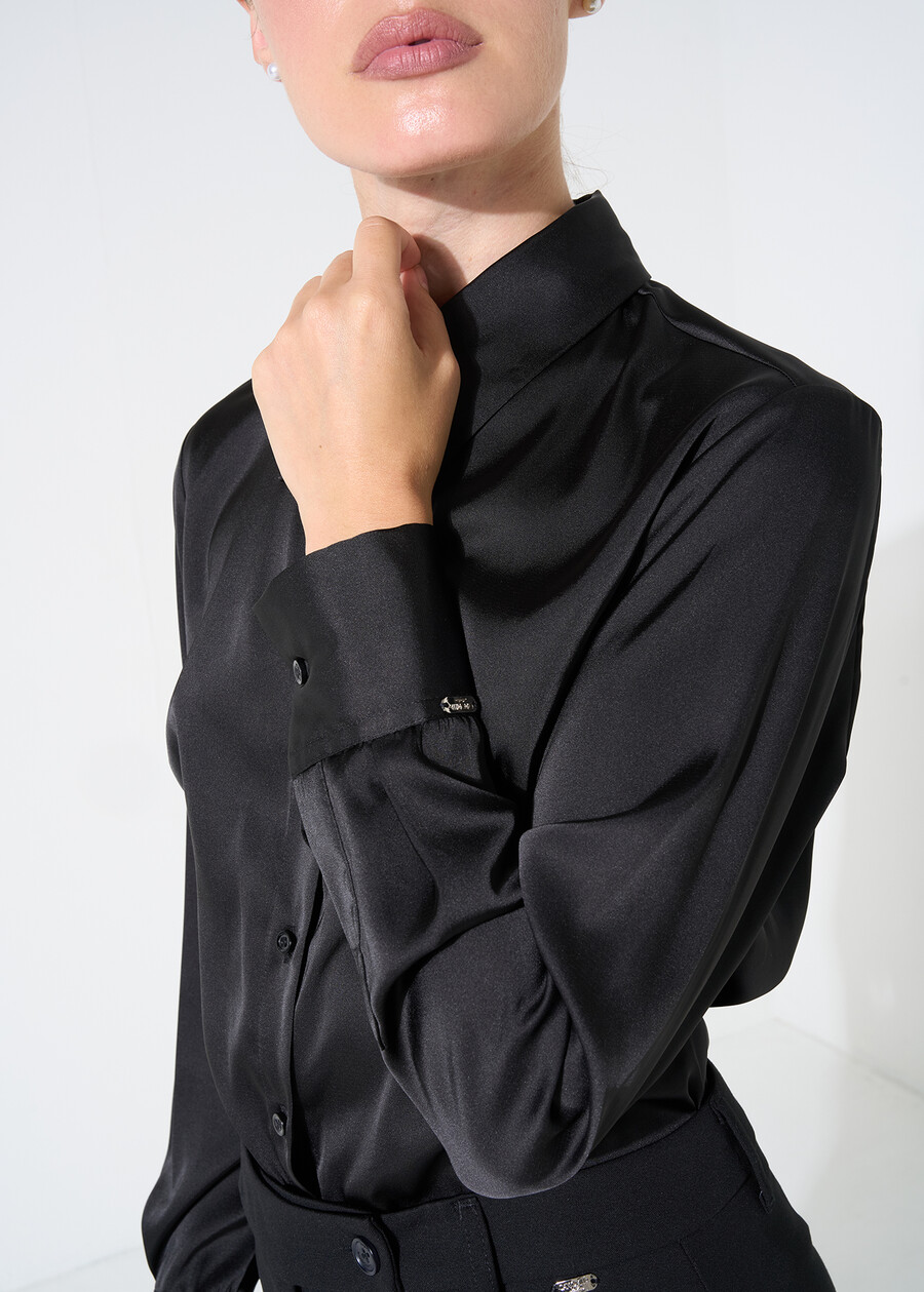 Alessia satin shirt NERO BLACKBEIGE LATTEBLU Woman , image number 2