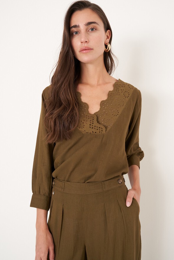 Blusa Blues in viscosa e lino
 VERDE ALGA Donna null