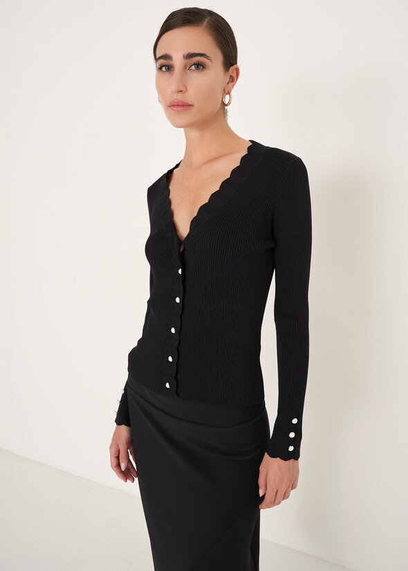 Cher cardigan with pearl-effect buttons NERO BLACK Woman null