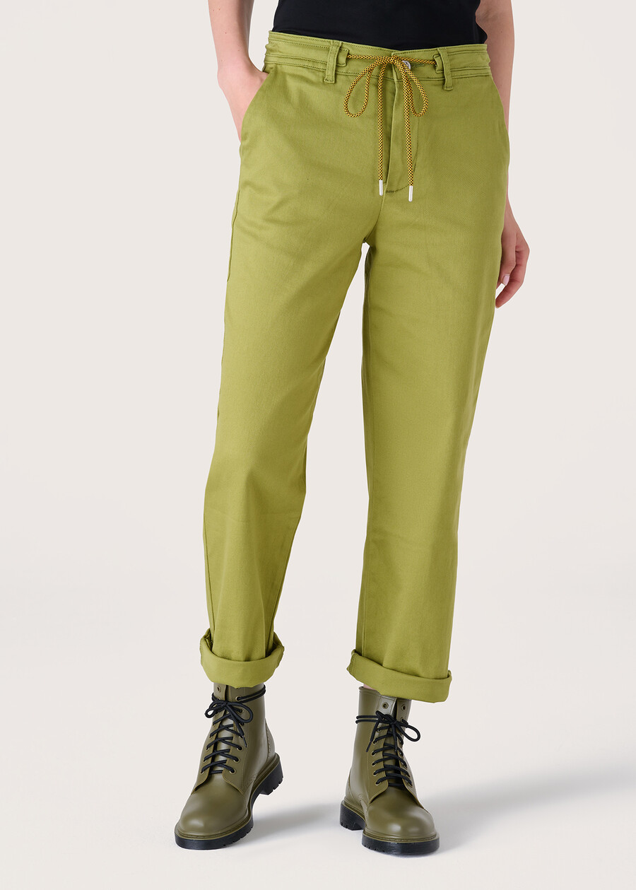 Pantalone Alice in cotone VERDE MUSCHIO Donna , immagine n. 2