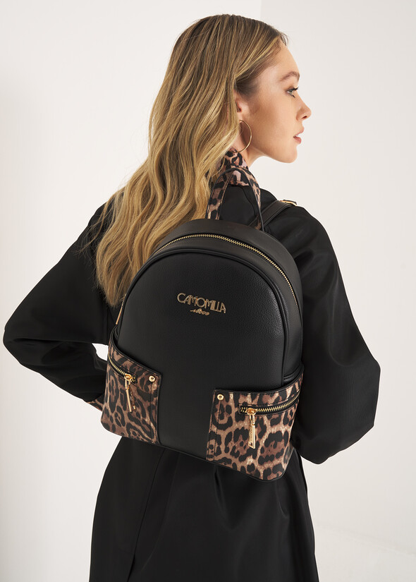 Zaino Betta stampa leopardata NERO BLACK Donna null