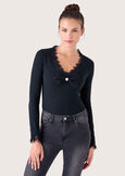 Moari jersey with lace inserts NERO BLACK Woman image number 1