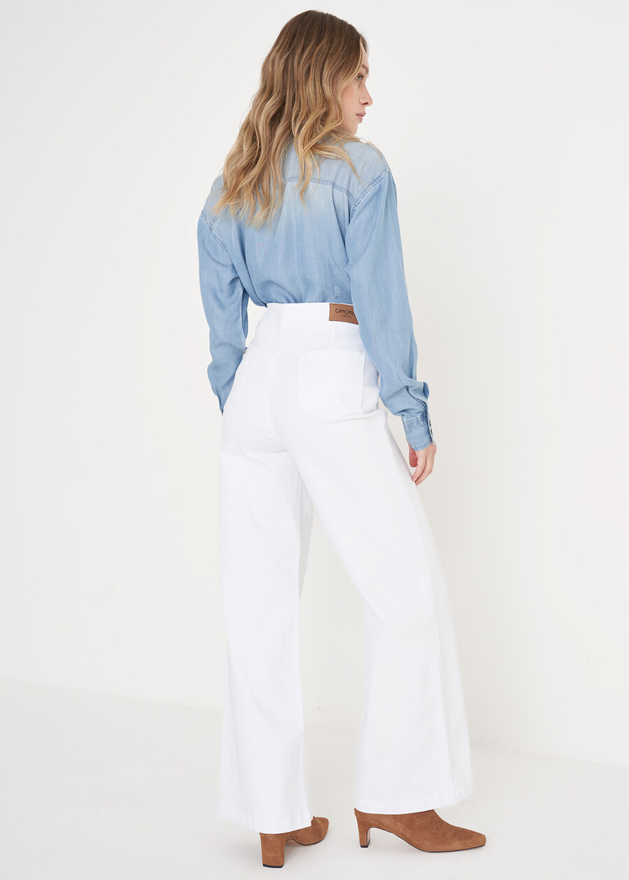 Dannie cotton denim trousers BIANCO WHITEDENIM DARK DENIM Woman , image number 5