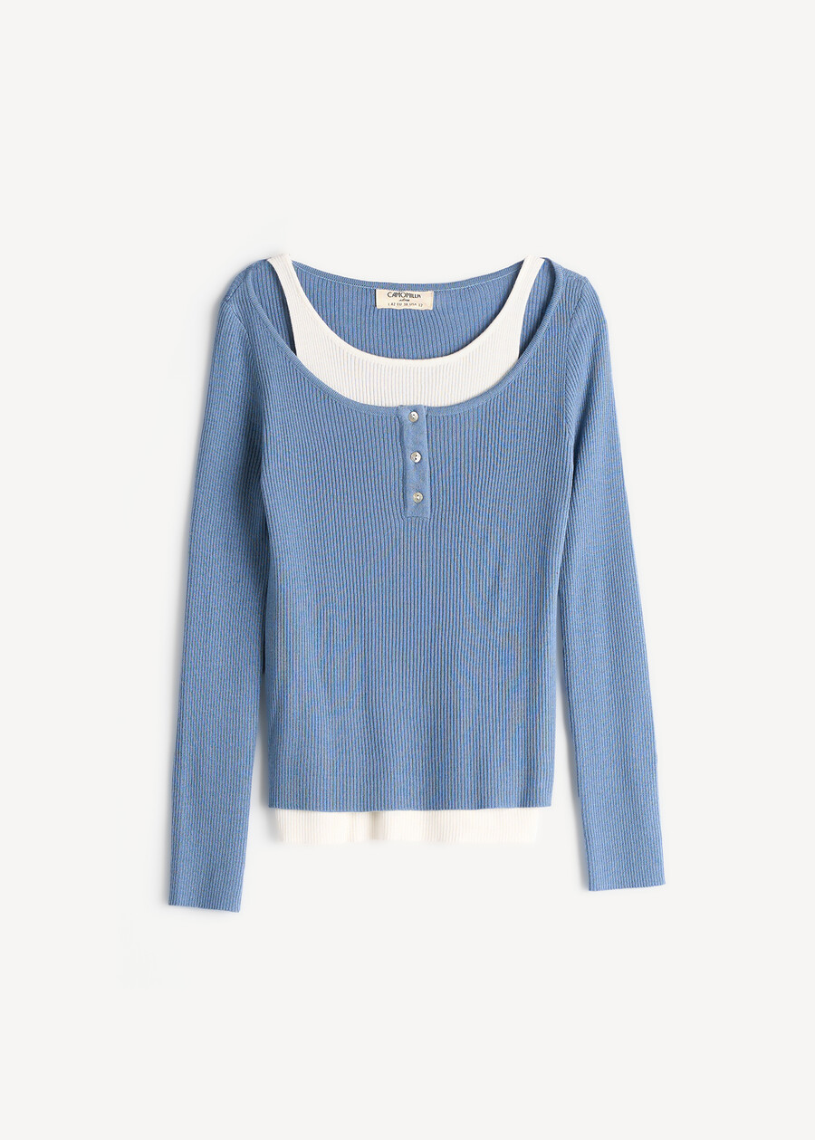 Maglia Marie 2 in 1 con canotta CELESTE POLVERE Donna , immagine n. 4