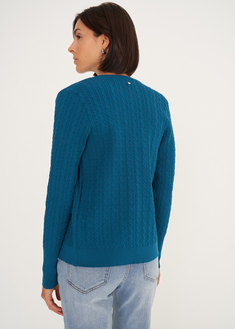 Carry braided knit cardigan with Swarovski buttons VERDE PAVONE Woman , image number 3