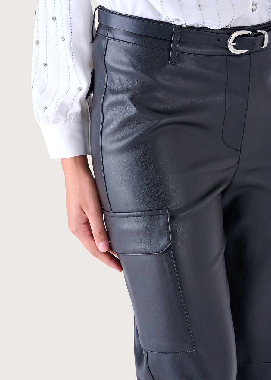 Paige eco-leather cargo trousers NERO BLACK Woman , image number 3