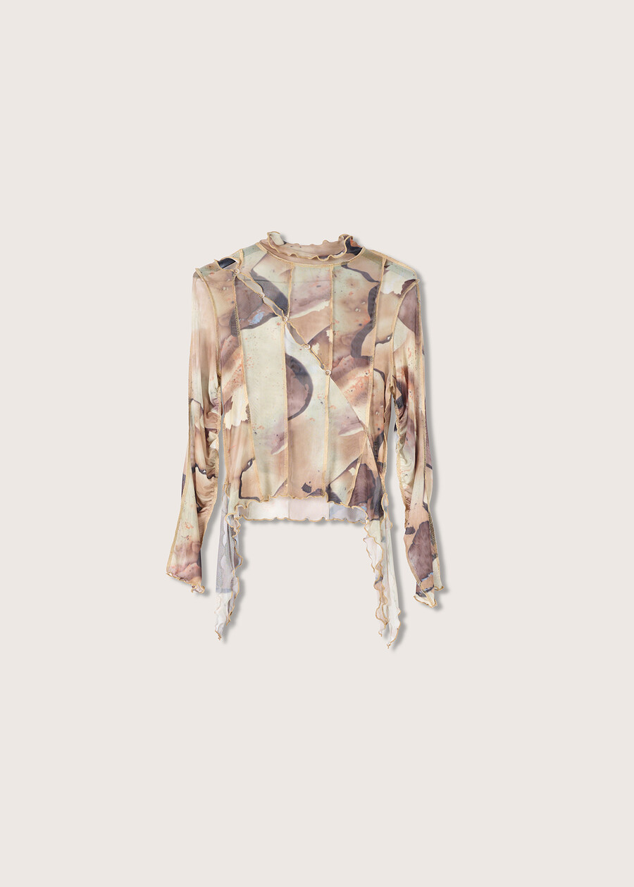 Maglia Simba in tessuto mesh BEIGE WOOD Donna , immagine n. 5