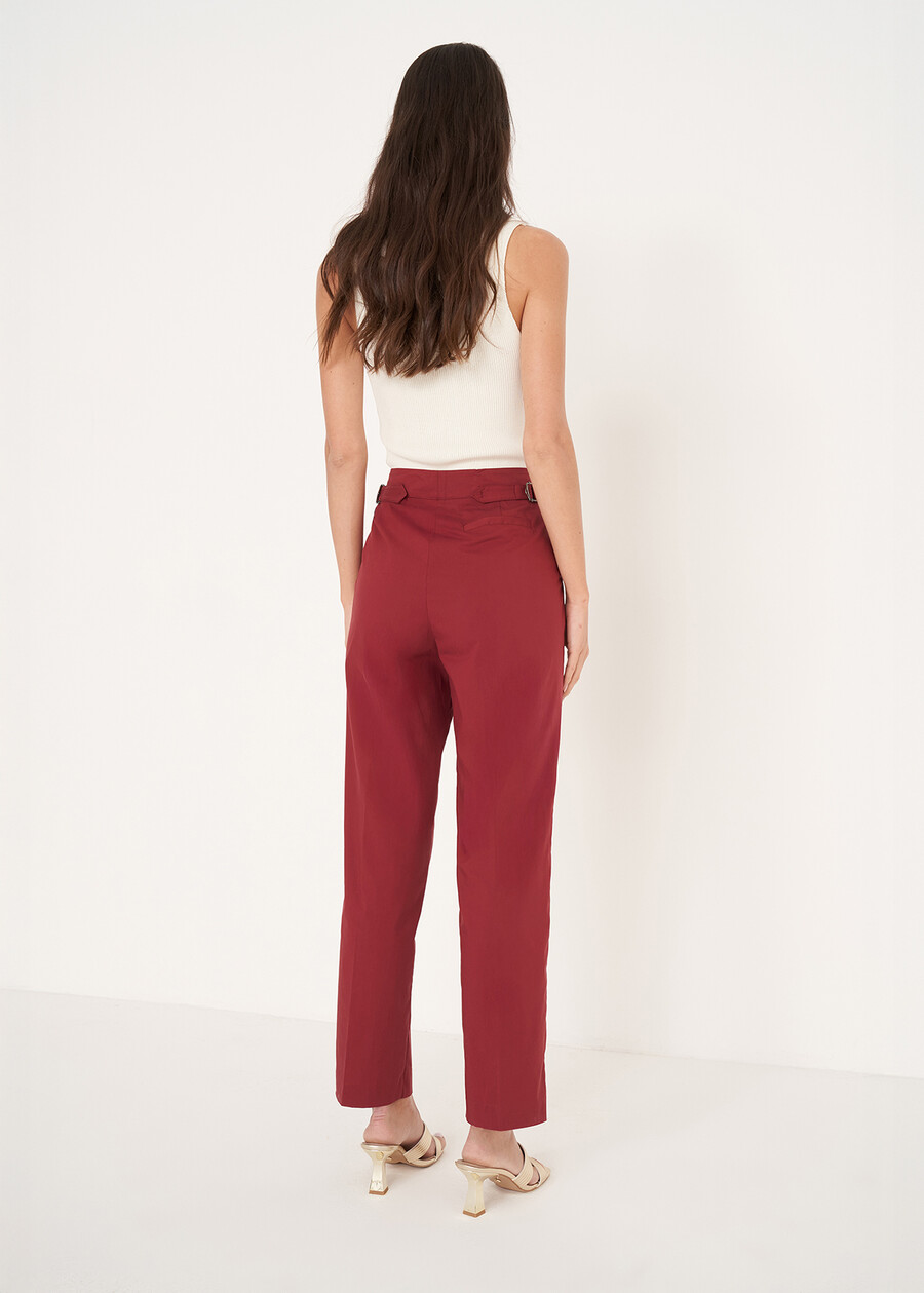 Pantaloni Principe in cotone ROSSO BORDEAUX Donna , immagine n. 4