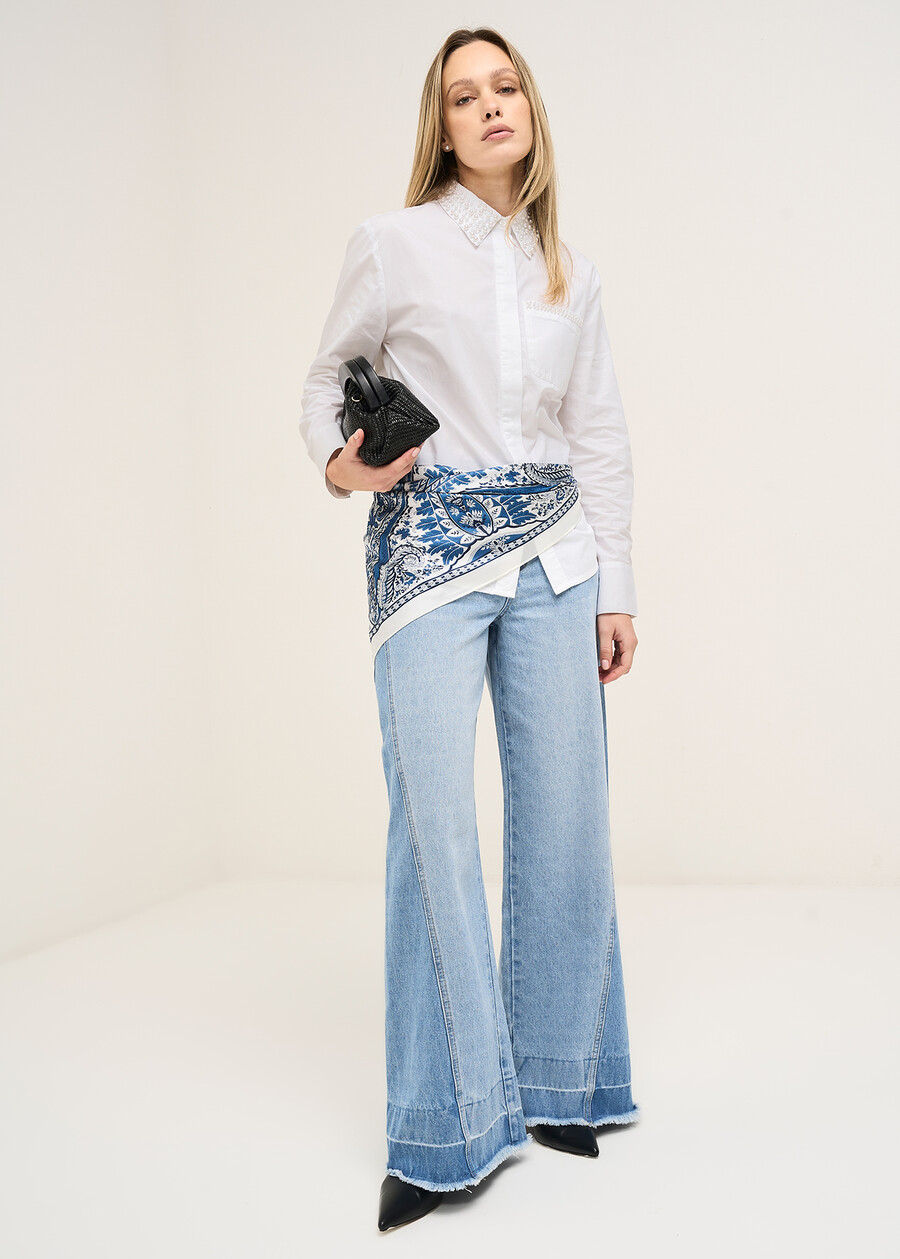 Caya cotton and pearl shirt BIANCO WHITE Woman , image number 5