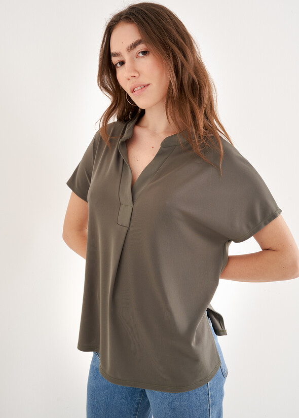 T-shirt Selva Con Collo Coreana VERDE Donna null