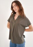 T-shirt Selva Con Collo Coreana VERDEMARRONE TERRA Donna immagine n. 1