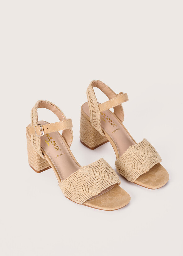 Sailor eco-suede and straw sandals BEIGE NAVAJO Woman null