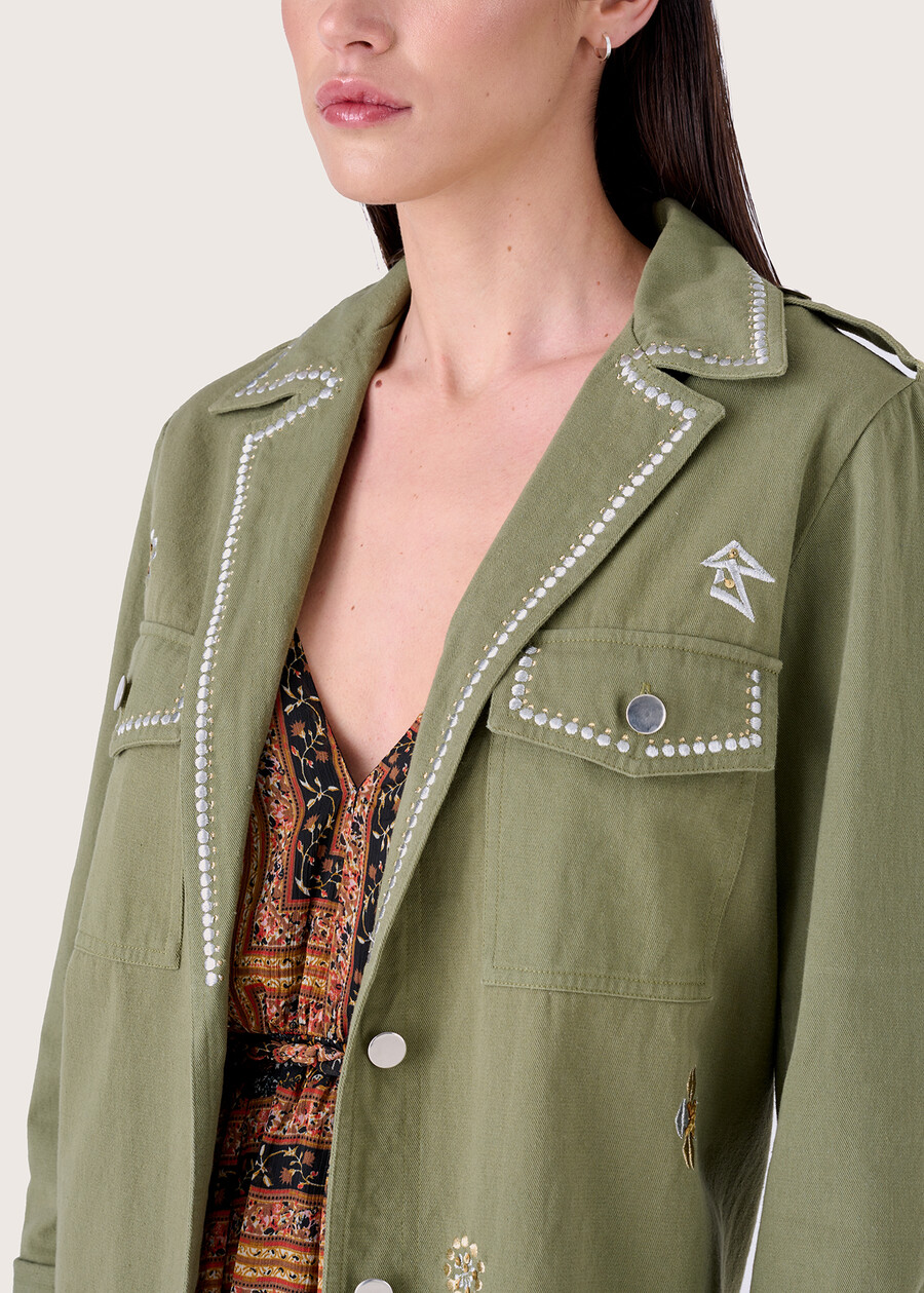 Garden 100% cotton denim jacket VERDE TEA Woman , image number 2