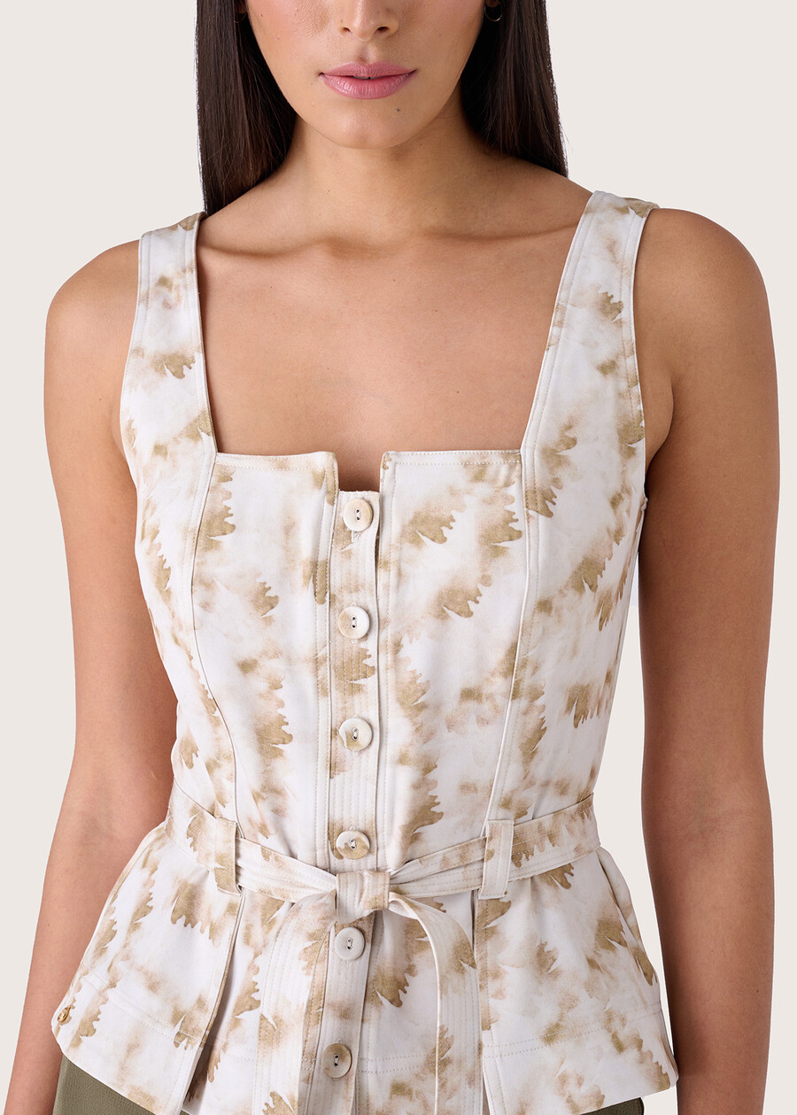 Ted squared neckline top BEIGE SAFARI Woman , image number 2