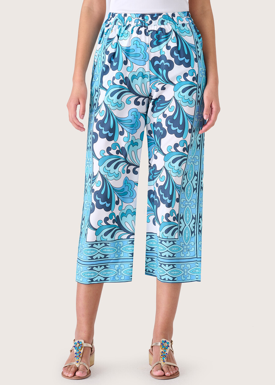 Plod crepe Capri trousers BLUE TURCHESE Woman , image number 2