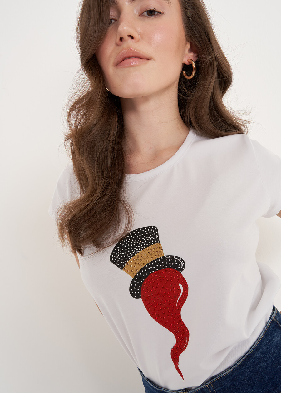 T-shirt Silvie con stampa corno BIANCO WHITE Donna , immagine n. 2