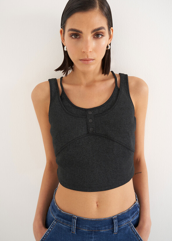 Top sportivo in cotone Tabi GRIGIO ANTRACITE Donna null