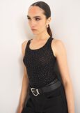 Taba perforated top with rhinestones NERO BLACK Woman image number 1