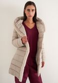 Portos long padded coat with belt NERO BLACKGRIGIO PERLA Woman image number 4