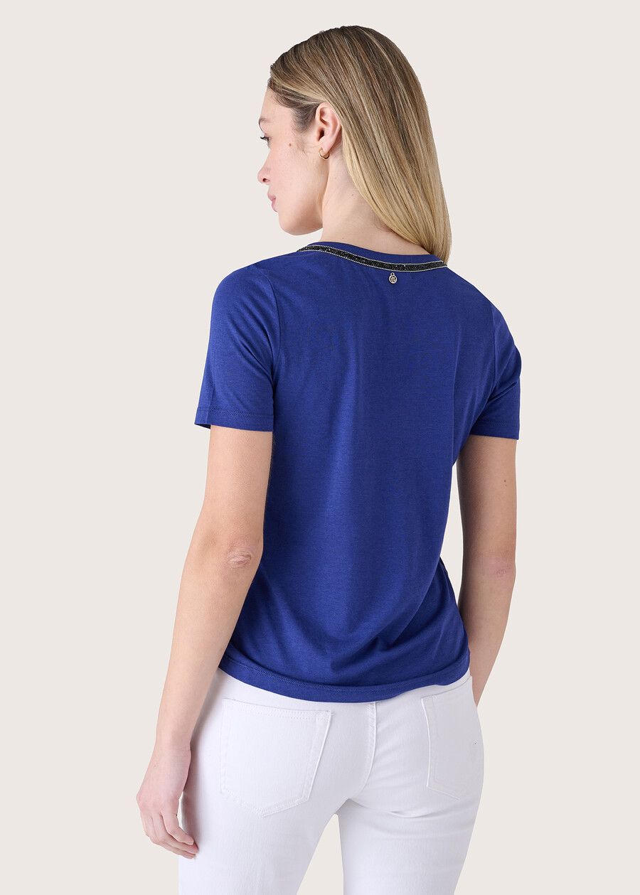 T-shirt Sali con strass BLU MEDIUM BLUEMARRONE CARAMELLO Donna , immagine n. 3