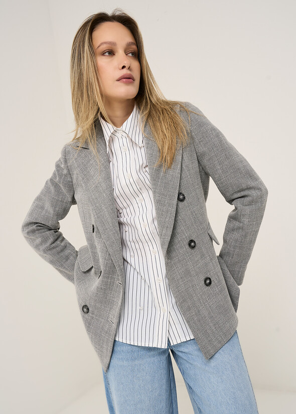 Giacca doppiopetto Ginevra rever a lancia GRIGIO GREY Donna null