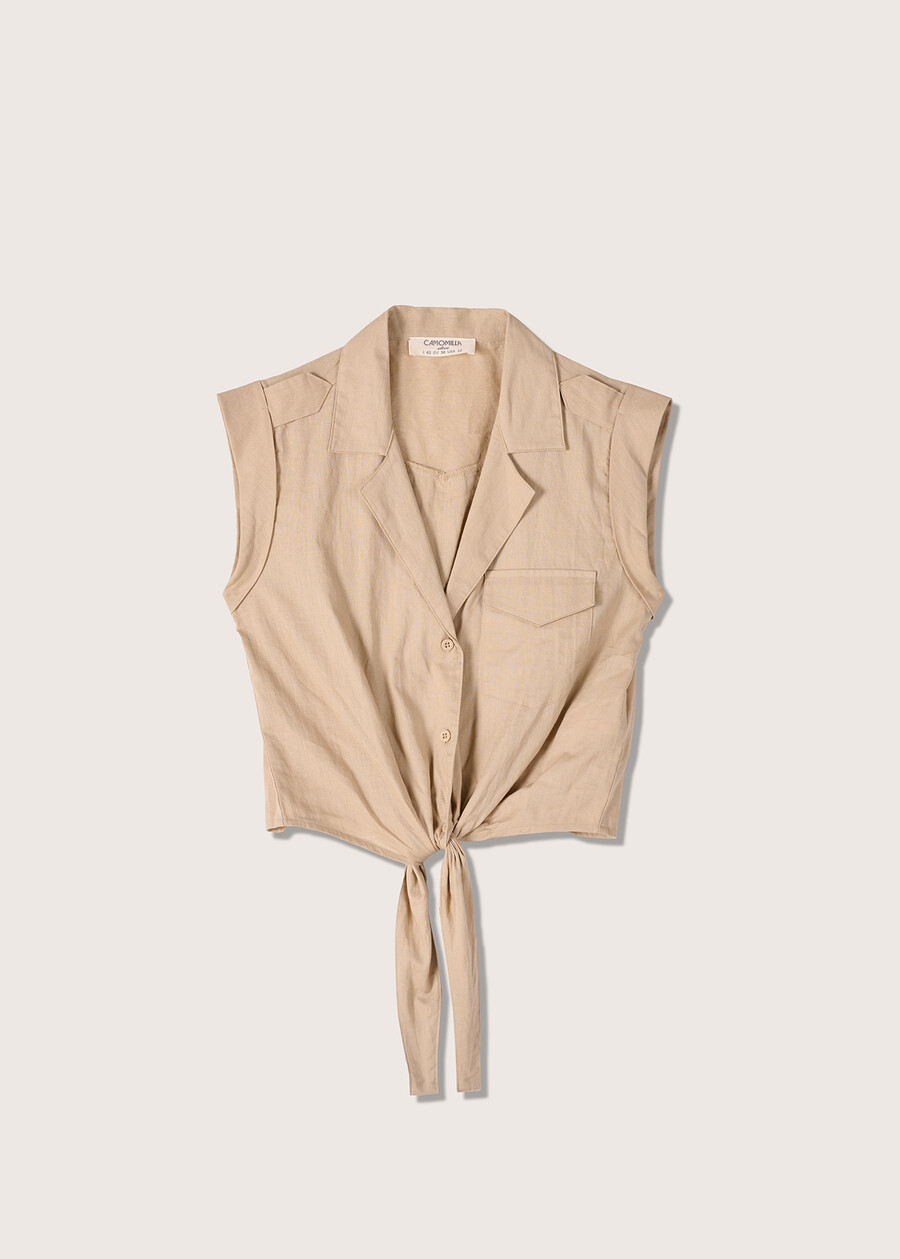 Camicia Cristine in lino e cotone BEIGE SAFARIBLUE OLTREMARE  Donna , immagine n. 5