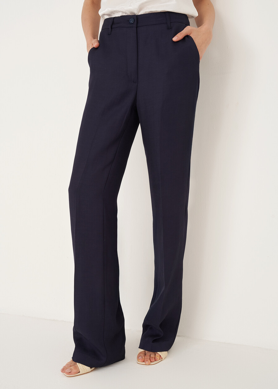 Pantaloni Giorgia-E in lino e viscosa BLUBIANCO WHITE Donna , immagine n. 3
