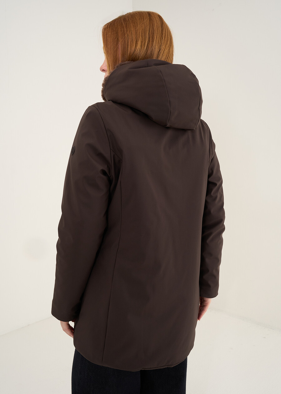 Piumino Patly liscio con cappuccio MARRONEGRIGIO Donna , immagine n. 6