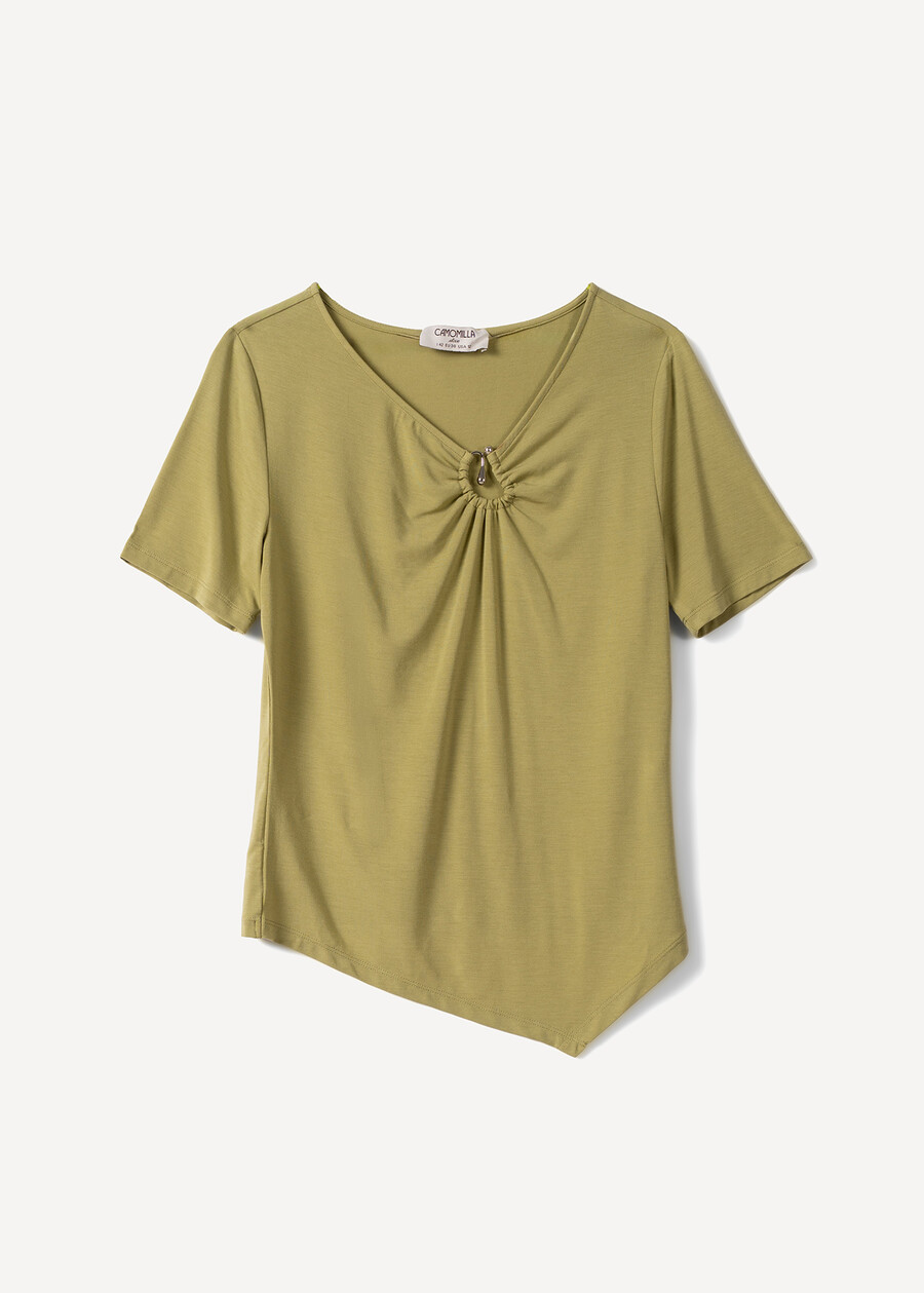T-shirt Shona slim con scollo a V VERDE Donna , immagine n. 4