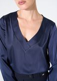 Beatrice satin V-neck blouse NERO BLACKBIANCO WHITEBLU Woman image number 2