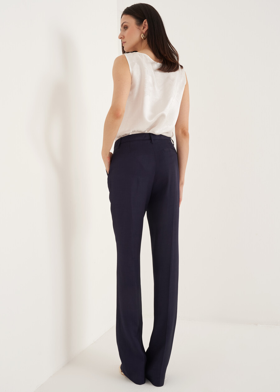 Pantaloni Giorgia-E in lino e viscosa BLUBIANCO WHITE Donna , immagine n. 5