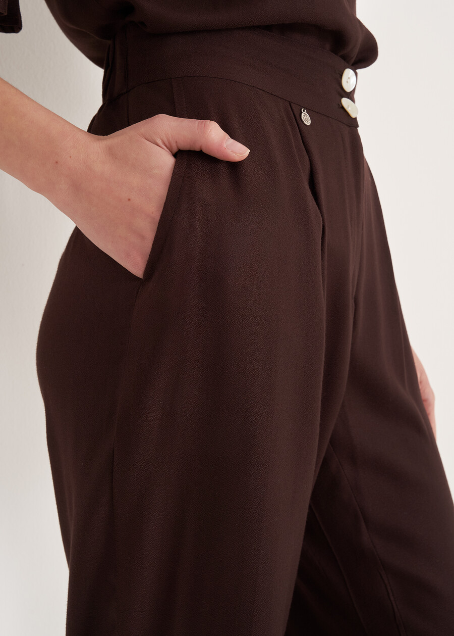Pantaloni Ponty In Viscosa MARRONE JAVA Donna , immagine n. 3