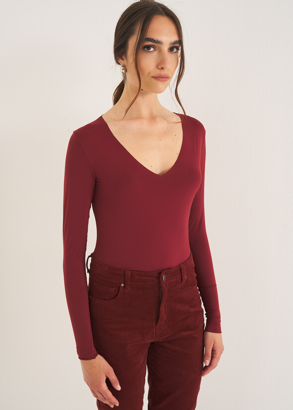 T-shirt Sara con scollo a V ROSSO CHIANTI Donna null