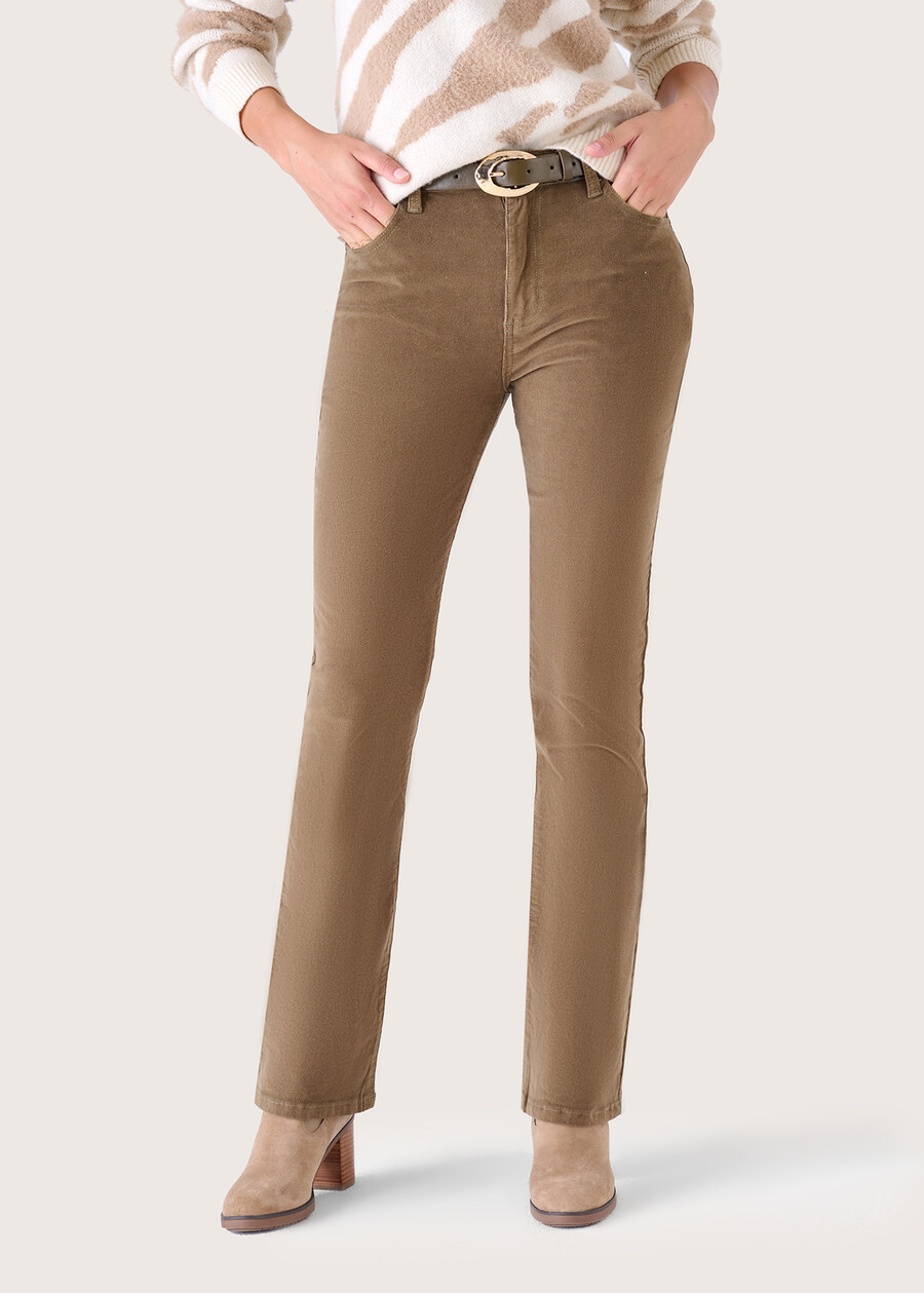 Pantalone Cindy in velluto di cotone VERDE CAPPERROSSO SYRAH Donna , immagine n. 2