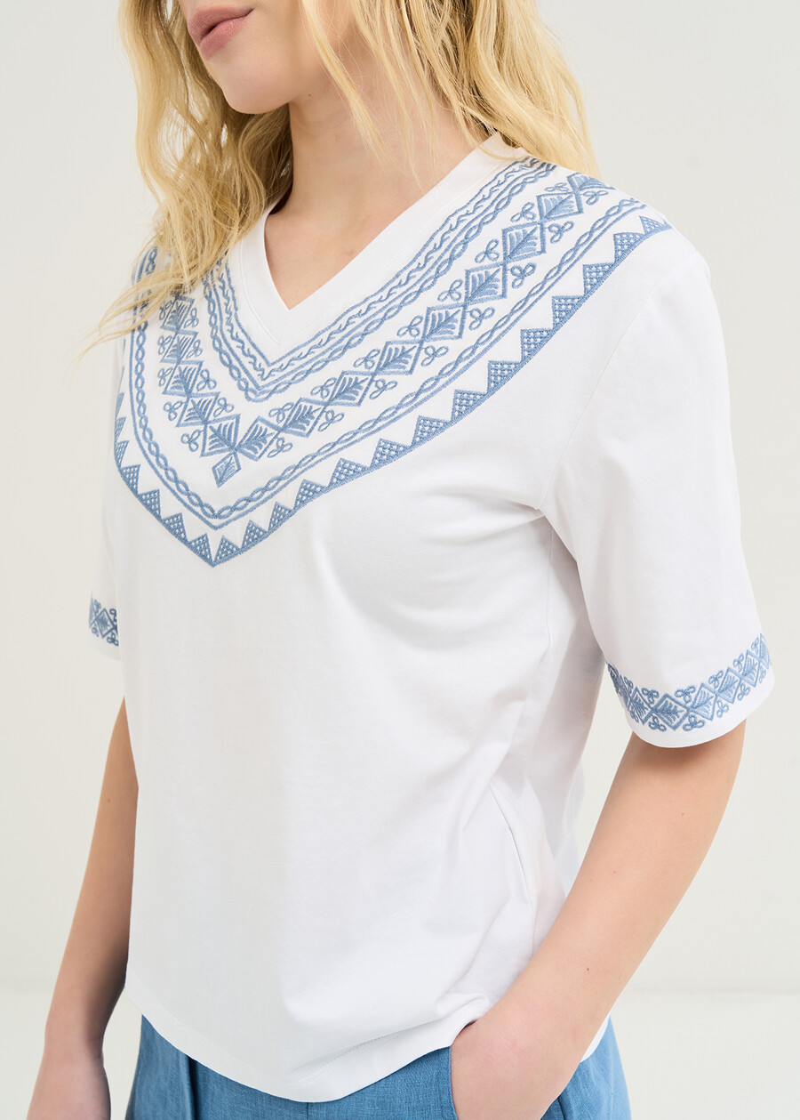 T-shirt Syria con ricamo geometrico BIANCO WHITE Donna , immagine n. 2
