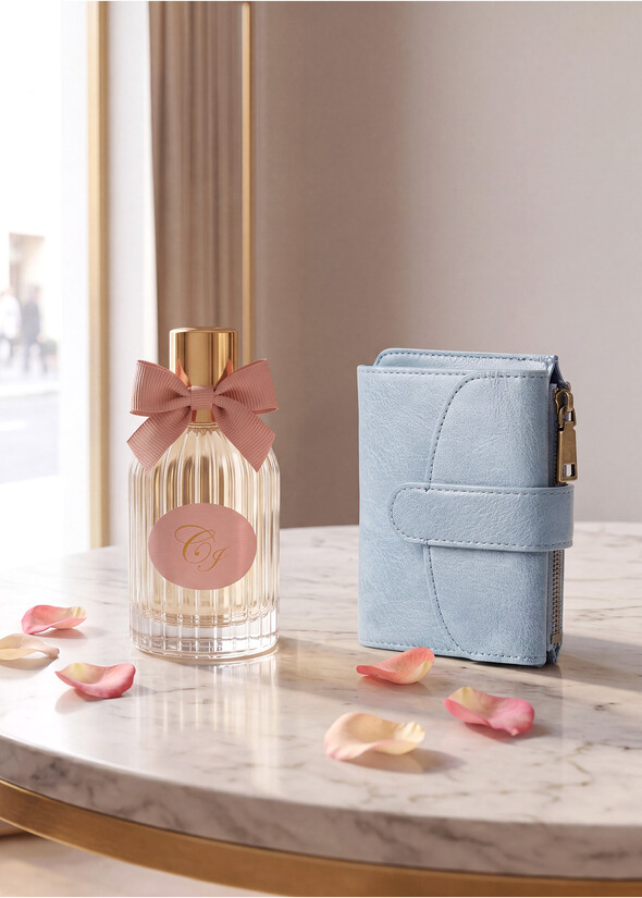 IDEA REGALO KIT PORTAFOGLIO FIORDALISO E PROFUMO C AZZURO AZZURRO Donna null