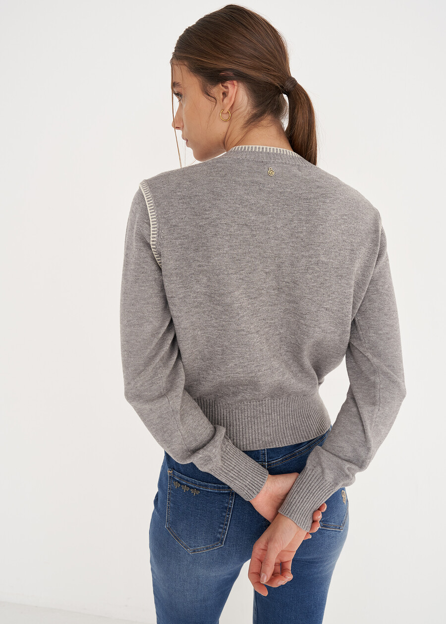 Cardigan Como in filo di viscosa GRIGIO GREYBLU Donna , immagine n. 3