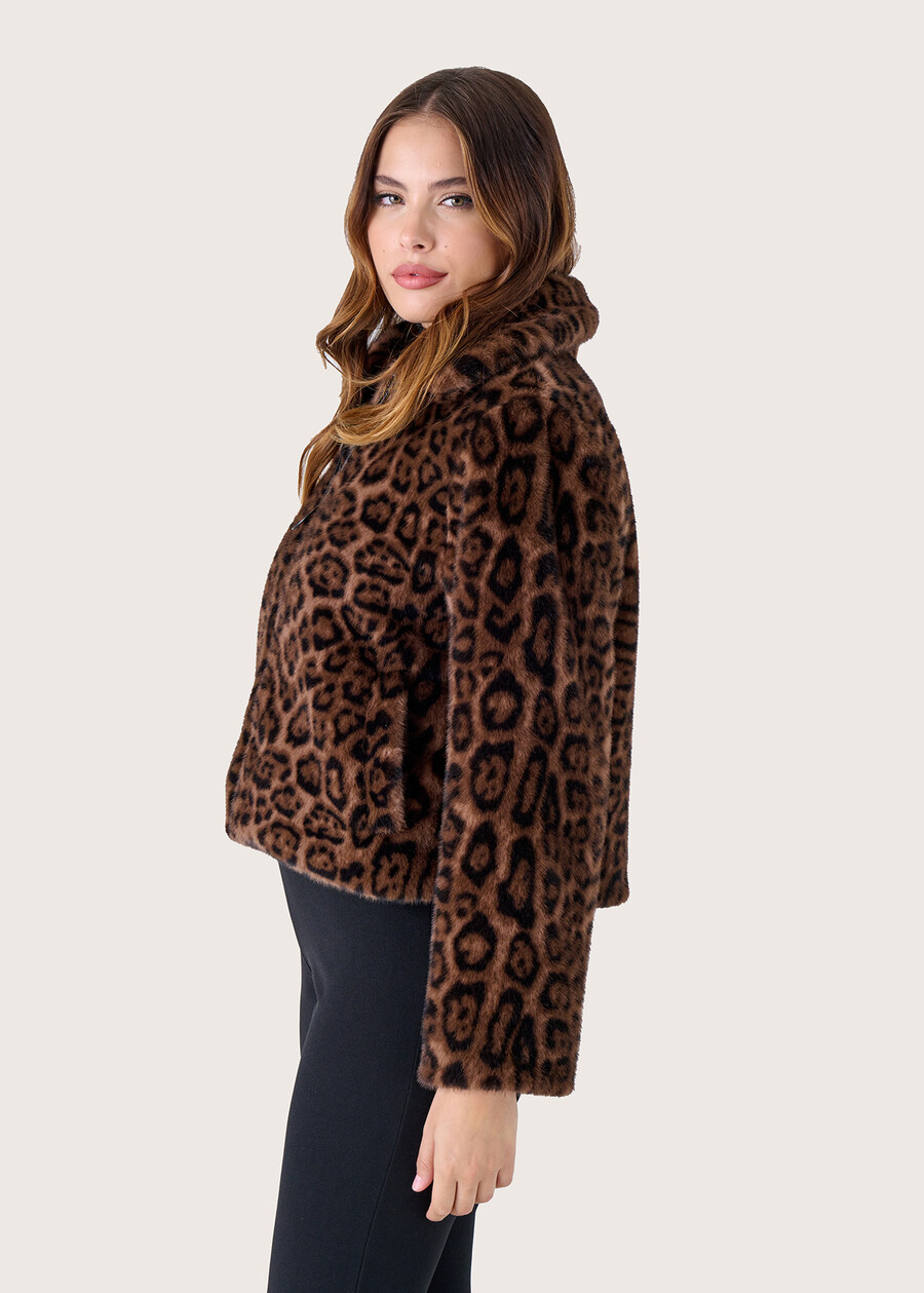 Giubbino Ganda in ecopelo animalier MARRONE TABACCO Donna , immagine n. 3