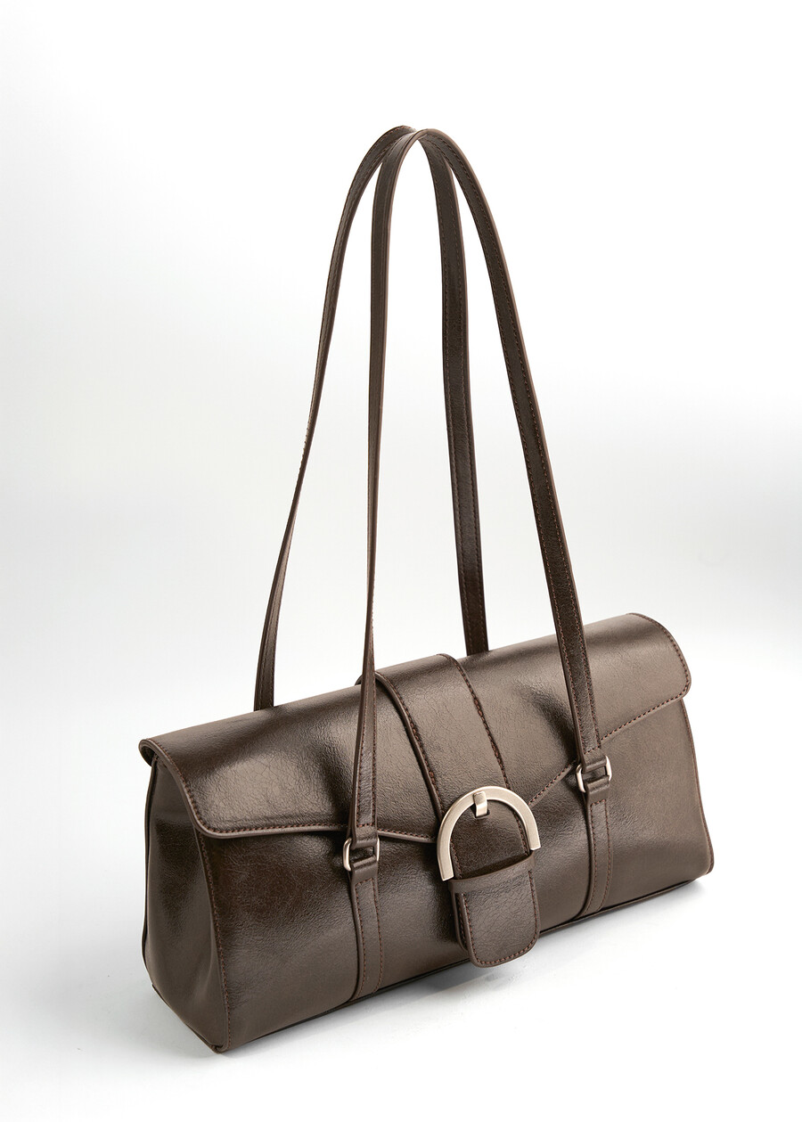 Barnaul crinkled faux leather duffle bag MARRONE CAFFE Woman , image number 2