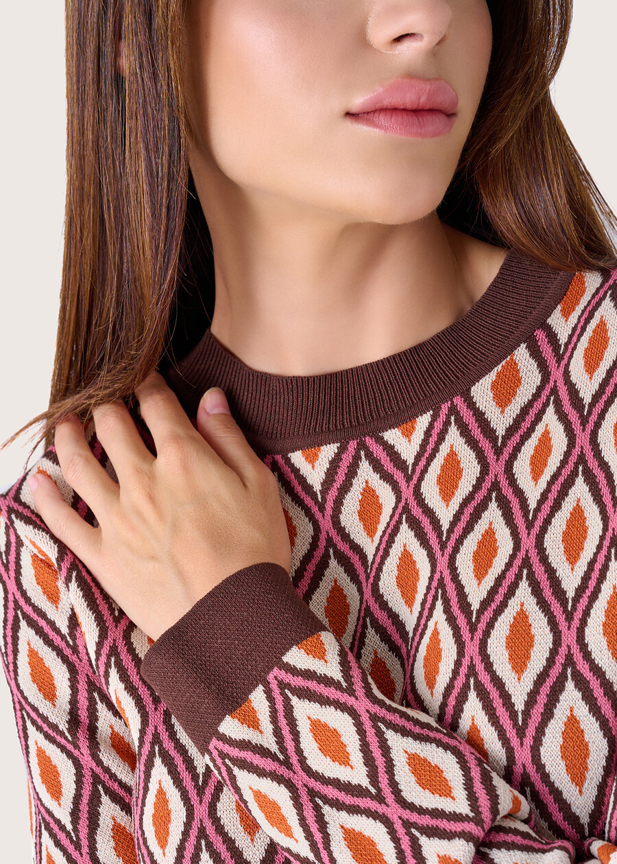 Melyna geometric pattern jersey MARRONE CASTAGNA Woman , image number 2