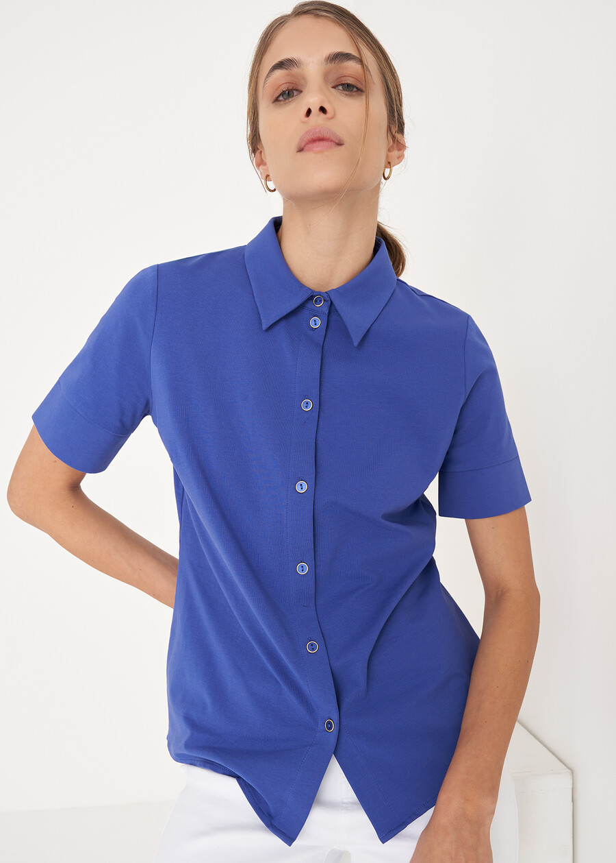Camicia Alessia in cotone BIANCO WHITEVERDE ALGABLU ELETTRICO Donna , immagine n. 1